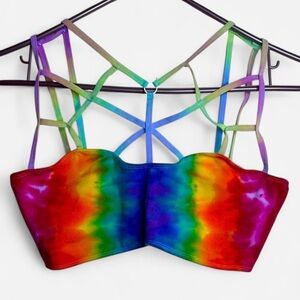 Tie Dye Rainbow Strappy Festival Bra Top – Size Large